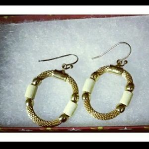 Vintage earrings gold and white